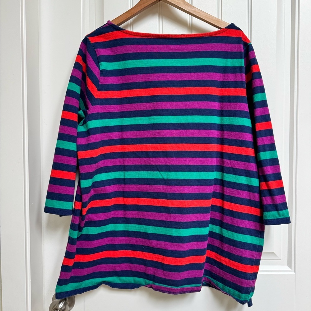 Lands’ End 100% Cotton Knit Striped Boat Neck Tunic 3/4 Sleeve Top. IX (16W-18W) - Picture 2 of 6